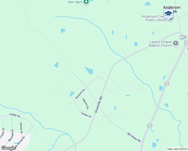 map of restaurants, bars, coffee shops, grocery stores, and more near Summit Drive in Anderson Creek