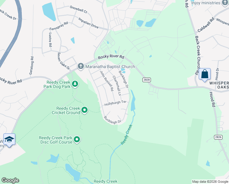 map of restaurants, bars, coffee shops, grocery stores, and more near 3716 Charterhall Lane in Charlotte