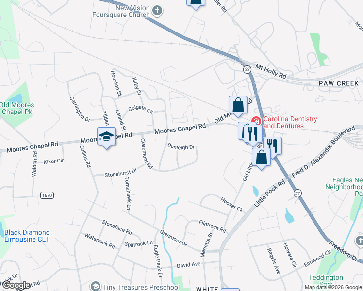 map of restaurants, bars, coffee shops, grocery stores, and more near in Charlotte