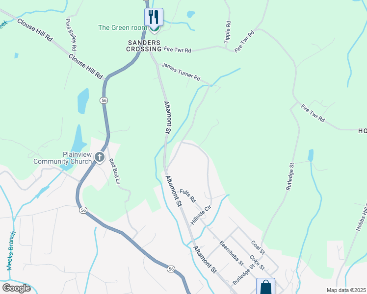 map of restaurants, bars, coffee shops, grocery stores, and more near 164 Hillside Circle in Tracy City