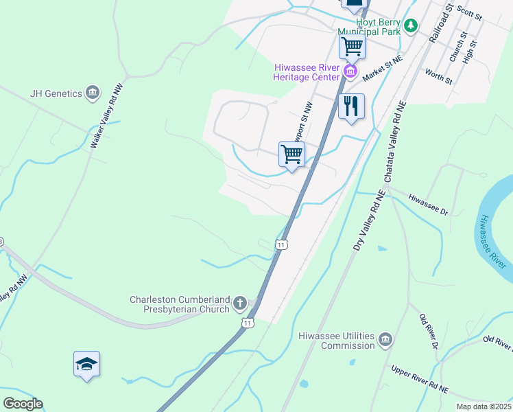 map of restaurants, bars, coffee shops, grocery stores, and more near 163 Northwest Mustang Drive in Charleston