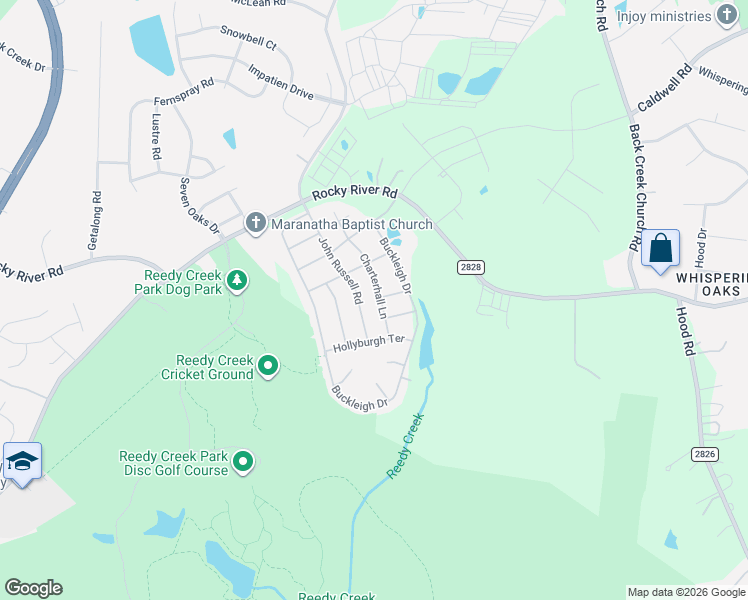map of restaurants, bars, coffee shops, grocery stores, and more near 3716 Charterhall Lane in Charlotte