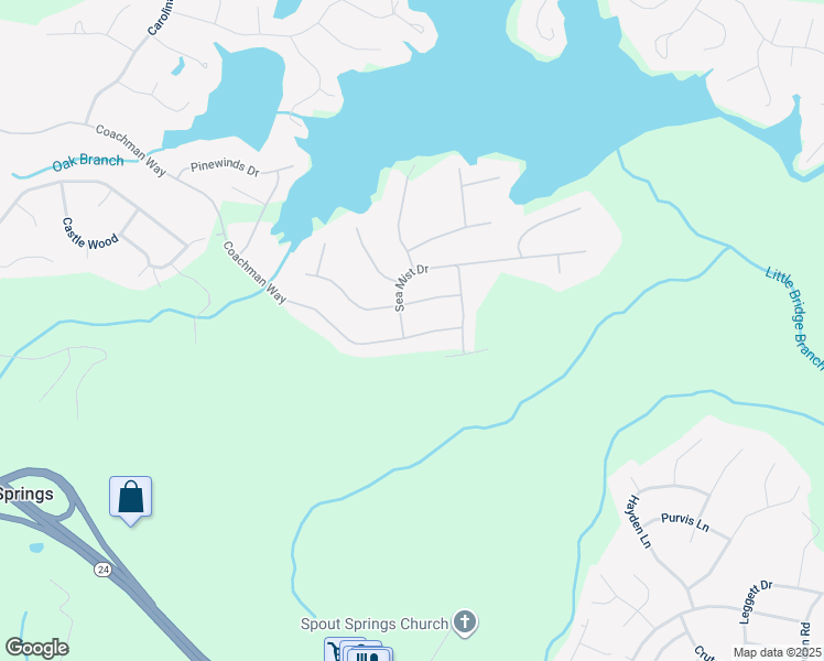 map of restaurants, bars, coffee shops, grocery stores, and more near 1219 Coachman Way in Sanford
