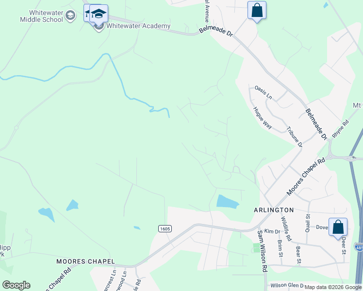 map of restaurants, bars, coffee shops, grocery stores, and more near 1411 McCorkle Road in Charlotte