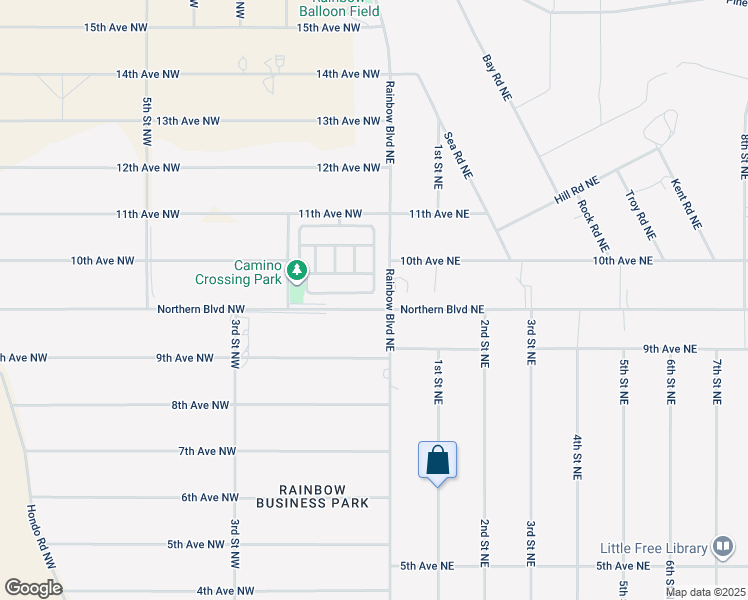 map of restaurants, bars, coffee shops, grocery stores, and more near 10 Northern Boulevard Northwest in Rio Rancho