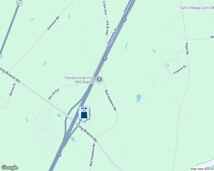 map of restaurants, bars, coffee shops, grocery stores, and more near 1233 Bud Hawkins Road in Dunn