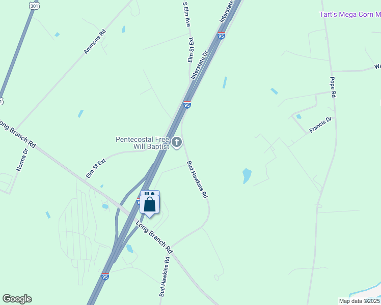 map of restaurants, bars, coffee shops, grocery stores, and more near 1233 Bud Hawkins Road in Dunn