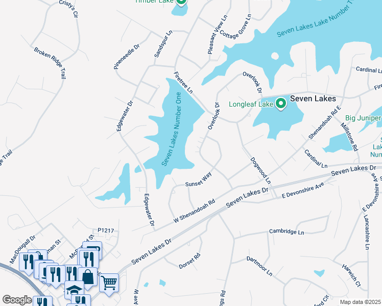 map of restaurants, bars, coffee shops, grocery stores, and more near in Pinehurst