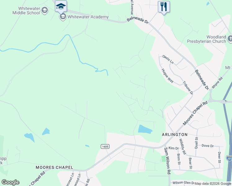 map of restaurants, bars, coffee shops, grocery stores, and more near 1411 McCorkle Road in Charlotte