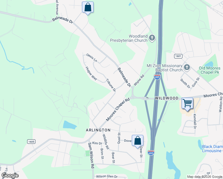 map of restaurants, bars, coffee shops, grocery stores, and more near 440 Tribune Drive in Charlotte