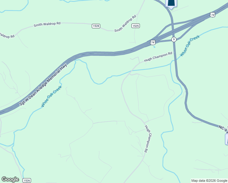 map of restaurants, bars, coffee shops, grocery stores, and more near 442 Hugh Champion Road in Tryon
