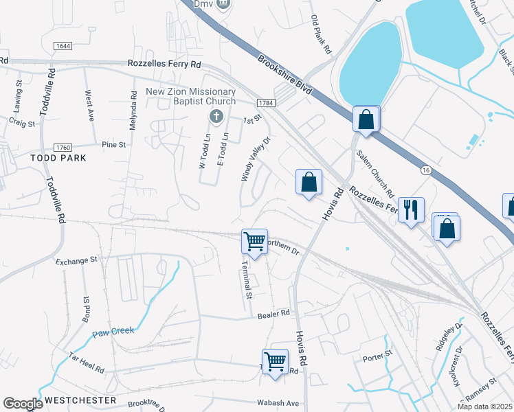 map of restaurants, bars, coffee shops, grocery stores, and more near 4723 Palm Breeze Lane in Charlotte