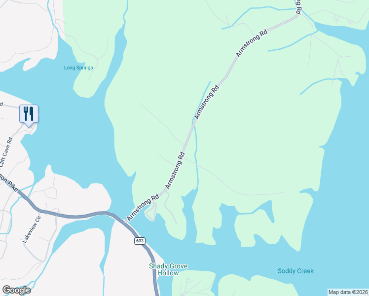 map of restaurants, bars, coffee shops, grocery stores, and more near 11400 Armstrong Road in Soddy-Daisy