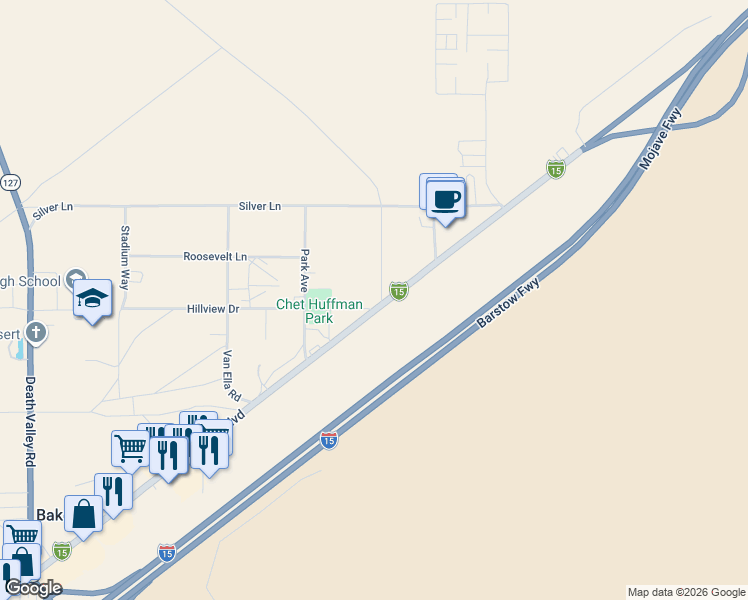 map of restaurants, bars, coffee shops, grocery stores, and more near in Baker