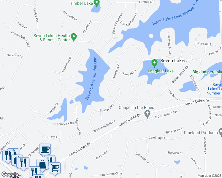 map of restaurants, bars, coffee shops, grocery stores, and more near 143 Overlook Drive in West End