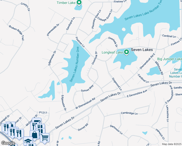 map of restaurants, bars, coffee shops, grocery stores, and more near 143 Overlook Drive in West End