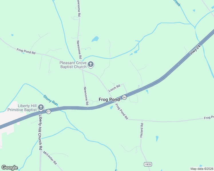 map of restaurants, bars, coffee shops, grocery stores, and more near 17193A Frog Pond Road in Oakboro