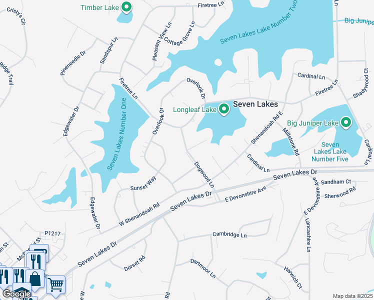 map of restaurants, bars, coffee shops, grocery stores, and more near 107 Dogwood Lane in West End