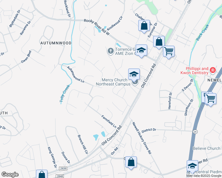 map of restaurants, bars, coffee shops, grocery stores, and more near 1501 State Road 2842 in Charlotte