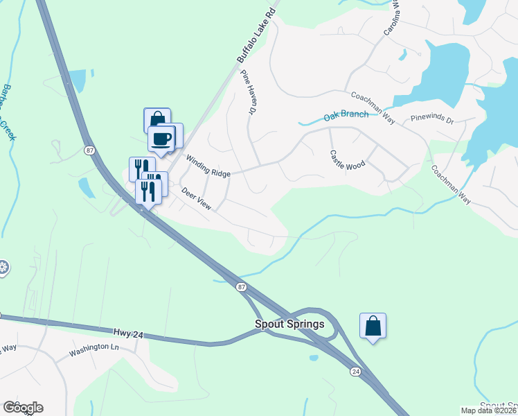 map of restaurants, bars, coffee shops, grocery stores, and more near 99 Bone Oak in Sanford