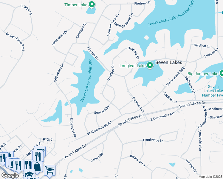 map of restaurants, bars, coffee shops, grocery stores, and more near in Pinehurst