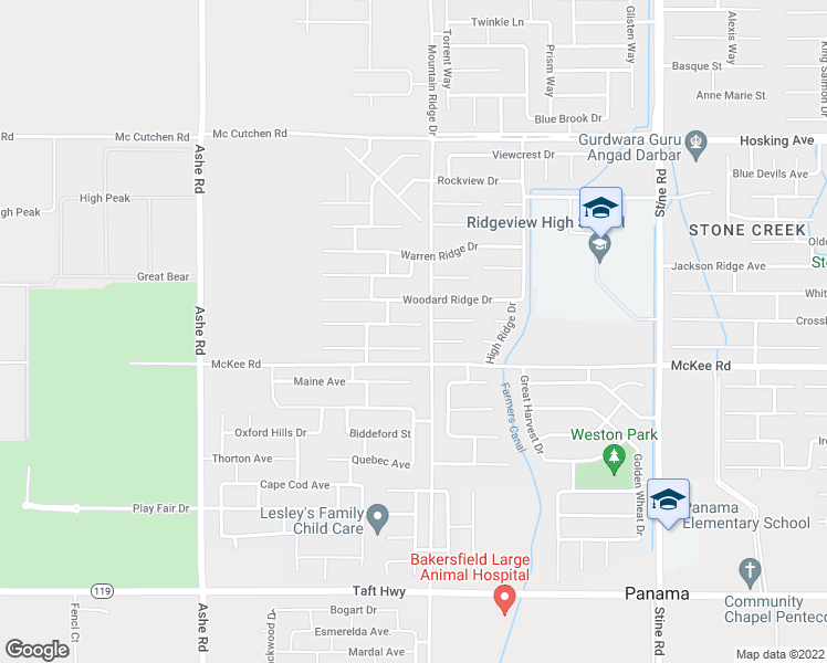 map of restaurants, bars, coffee shops, grocery stores, and more near 5711 Moonstone Peak Drive in Bakersfield