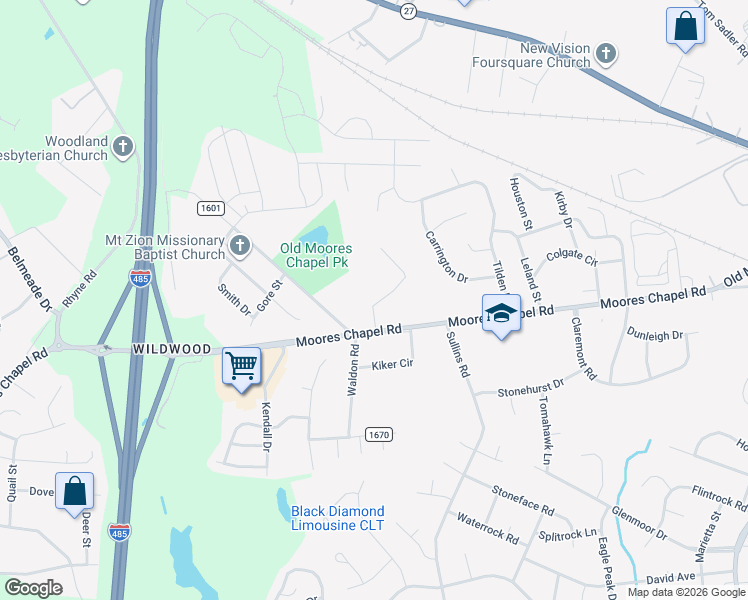 map of restaurants, bars, coffee shops, grocery stores, and more near in Charlotte