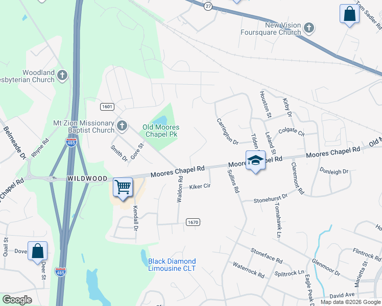 map of restaurants, bars, coffee shops, grocery stores, and more near in Charlotte