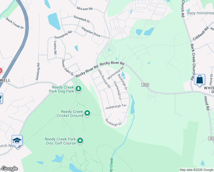 map of restaurants, bars, coffee shops, grocery stores, and more near 4704 Meadowfield Road in Charlotte