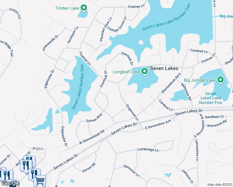 map of restaurants, bars, coffee shops, grocery stores, and more near 106 Dogwood Lane in West End