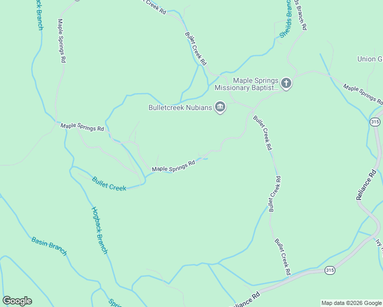 map of restaurants, bars, coffee shops, grocery stores, and more near 390 Maple Springs Road in Reliance