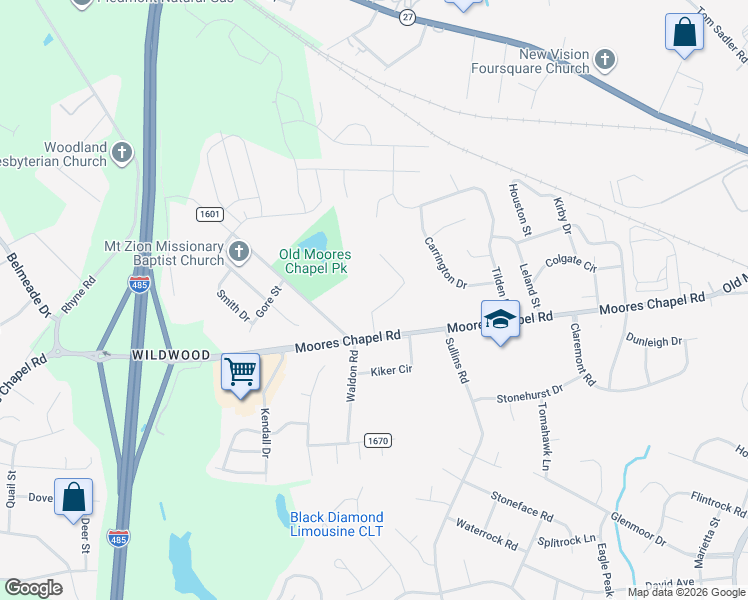 map of restaurants, bars, coffee shops, grocery stores, and more near in Charlotte