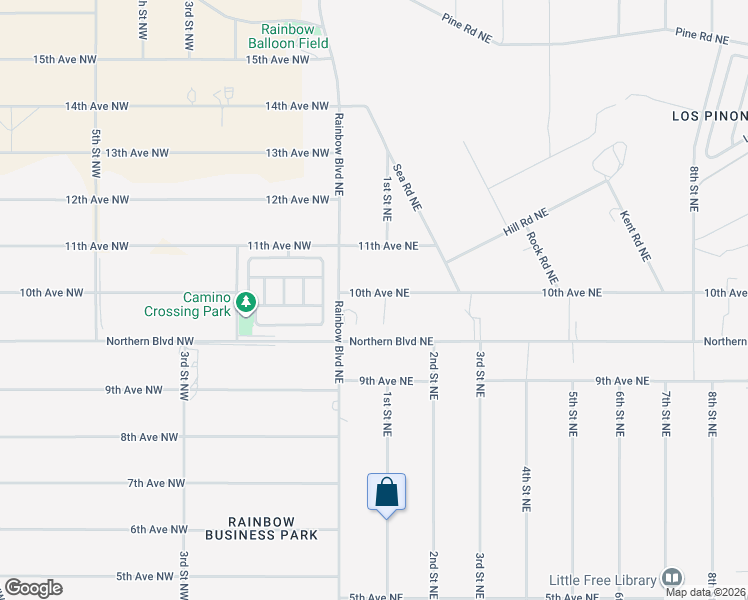 map of restaurants, bars, coffee shops, grocery stores, and more near 140 10th Avenue Northeast in Rio Rancho