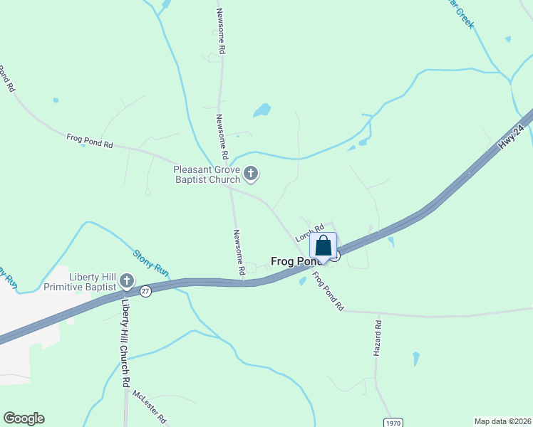 map of restaurants, bars, coffee shops, grocery stores, and more near 17193 A Frog Pond Road in Oakboro