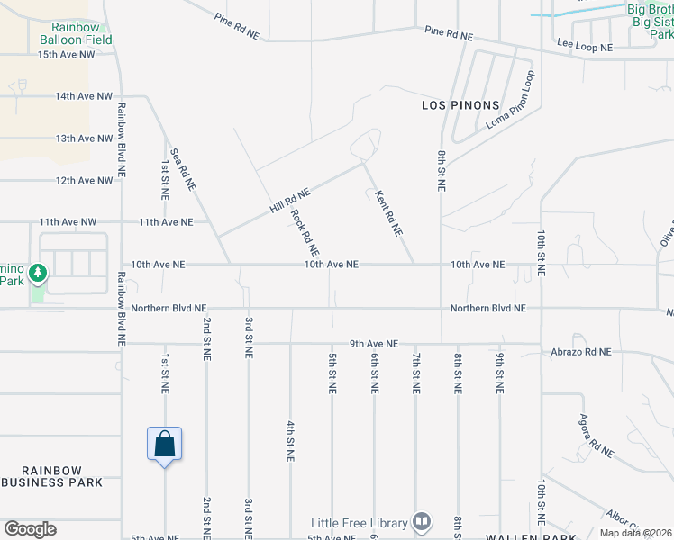map of restaurants, bars, coffee shops, grocery stores, and more near 504 10th Avenue Northwest in Rio Rancho