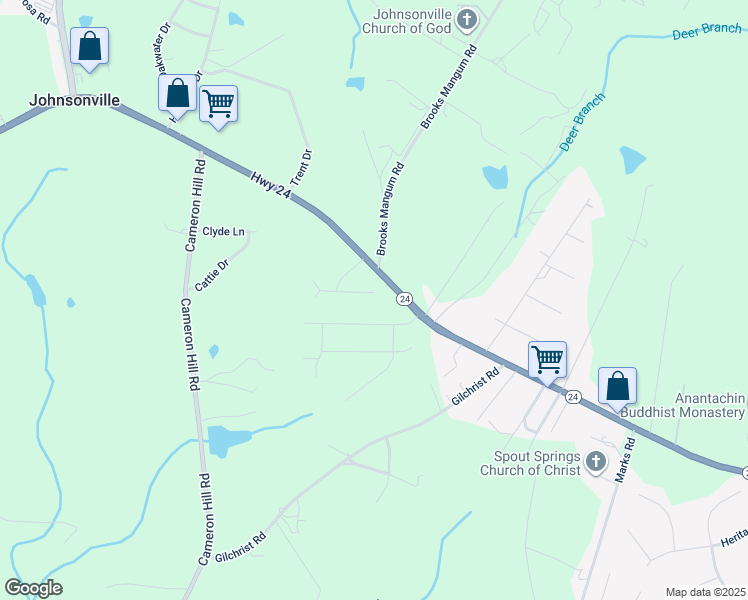 map of restaurants, bars, coffee shops, grocery stores, and more near 166 Travis Drive in Cameron