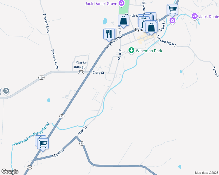 map of restaurants, bars, coffee shops, grocery stores, and more near 815 Main Street in Lynchburg