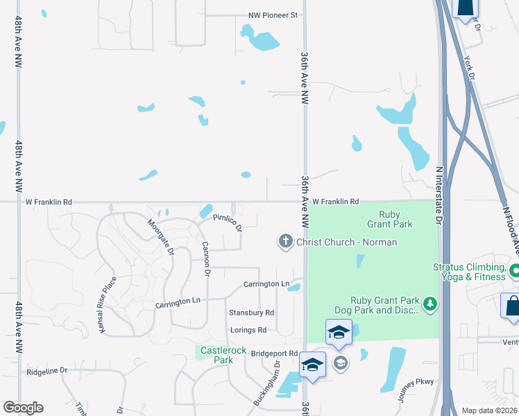 map of restaurants, bars, coffee shops, grocery stores, and more near 3817 Dalston Circle in Norman