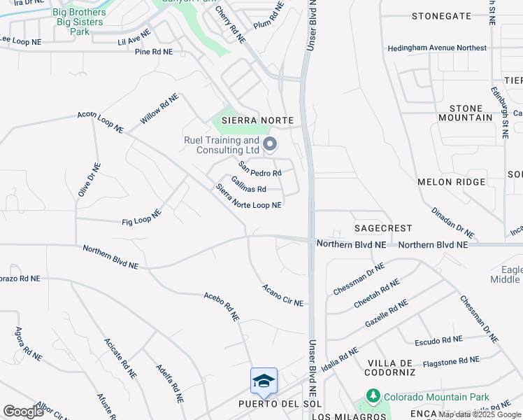 map of restaurants, bars, coffee shops, grocery stores, and more near 1813 Northern Boulevard Northeast in Rio Rancho