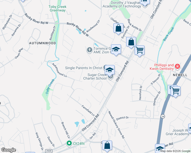 map of restaurants, bars, coffee shops, grocery stores, and more near 1332 State Road 2842 in Charlotte