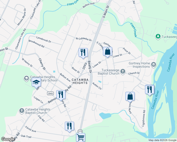 map of restaurants, bars, coffee shops, grocery stores, and more near 700 Tuckaseege Road in Mount Holly