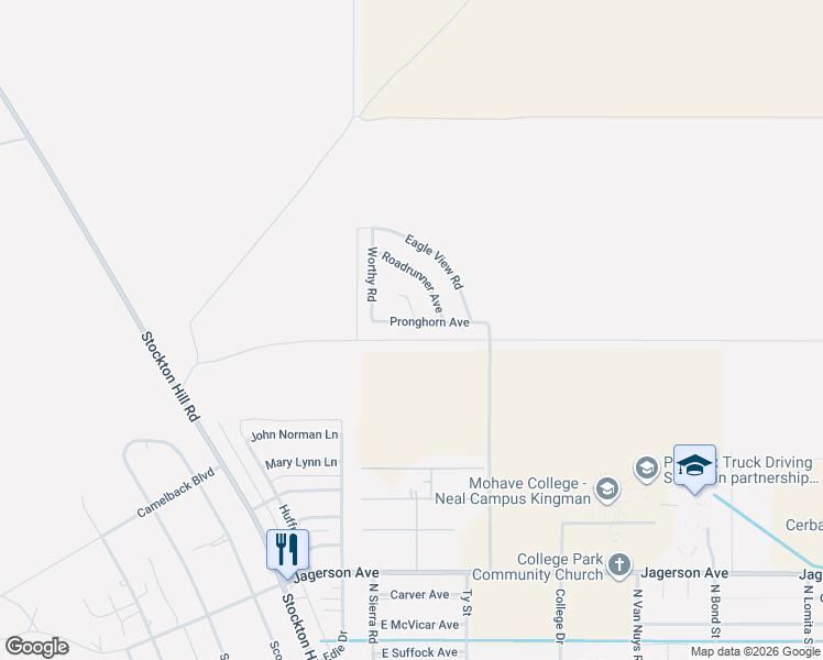 map of restaurants, bars, coffee shops, grocery stores, and more near Grace Neal Boulevard in Kingman