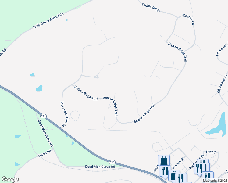 map of restaurants, bars, coffee shops, grocery stores, and more near 135 Rachels Point Road in Seven Lakes