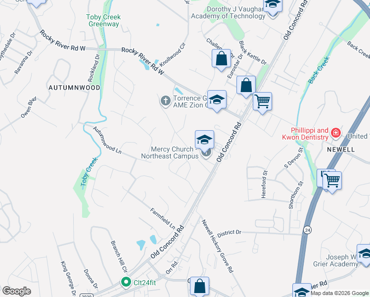 map of restaurants, bars, coffee shops, grocery stores, and more near 1339 State Road 2842 in Charlotte