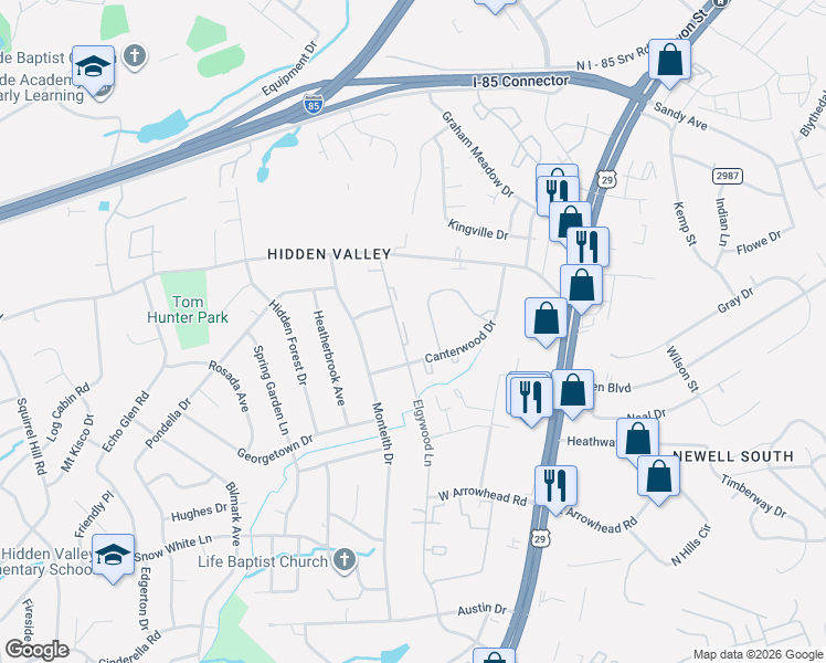 map of restaurants, bars, coffee shops, grocery stores, and more near in Charlotte