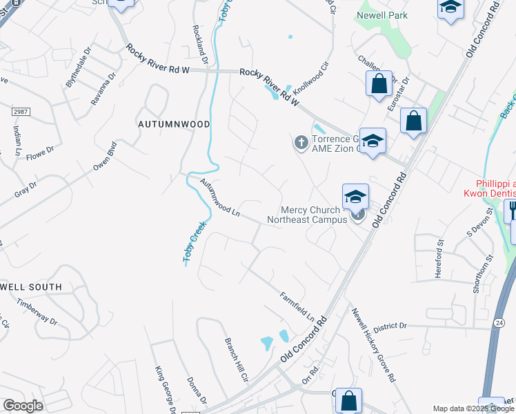 map of restaurants, bars, coffee shops, grocery stores, and more near 7041 Summer Place in Charlotte