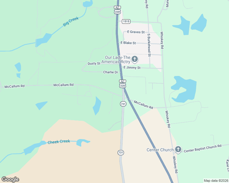 map of restaurants, bars, coffee shops, grocery stores, and more near 2627 McCallum Road in Candor