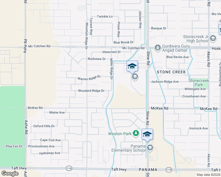map of restaurants, bars, coffee shops, grocery stores, and more near 5409 Saddleback Ridge Court in Bakersfield