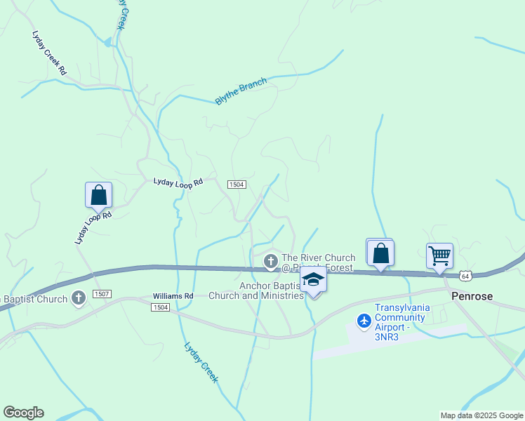 map of restaurants, bars, coffee shops, grocery stores, and more near 383 Acorn Lane in Pisgah Forest