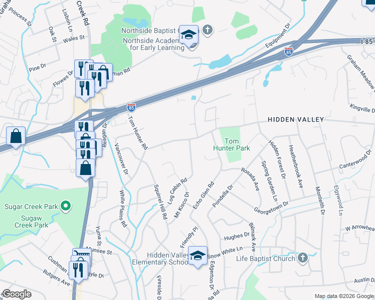 map of restaurants, bars, coffee shops, grocery stores, and more near in Charlotte